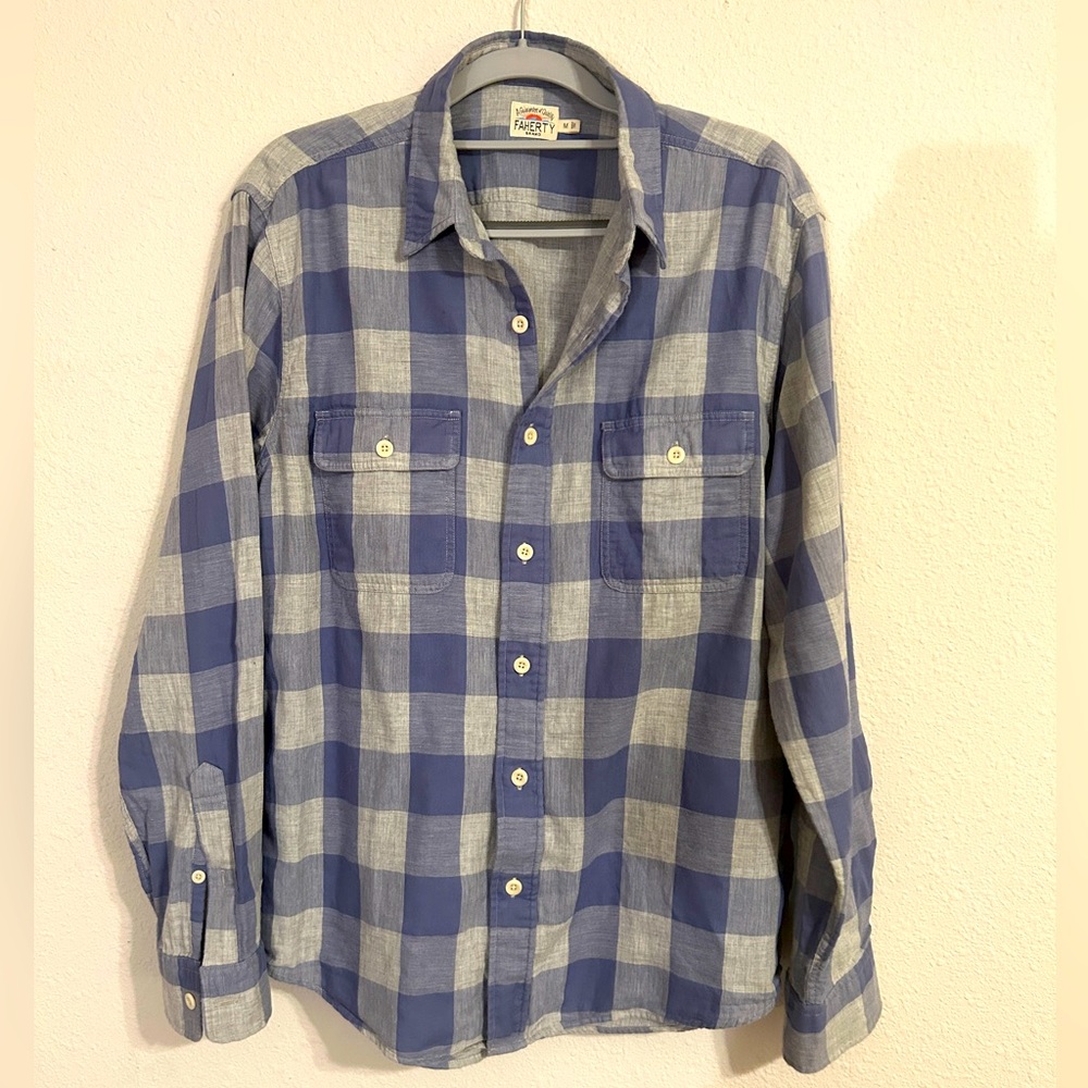 Faherty Checkered Casual Button-Down Long Sleeve … - image 1